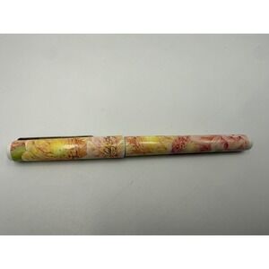Lady Jayne Floral Rollerball Pen Yellow Pink Dahlia Print Silver Clip Korea